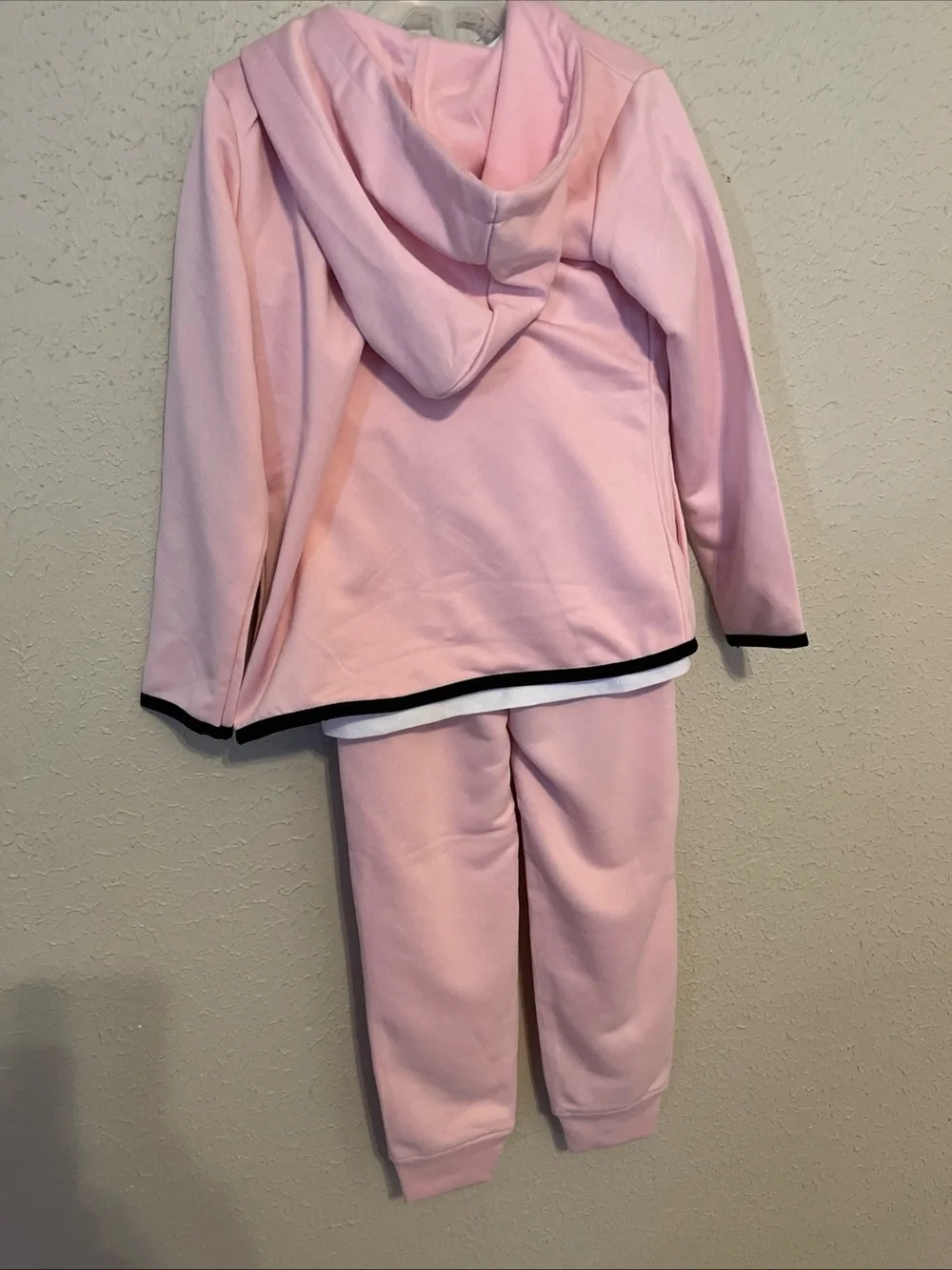 Champion Light Pink Girls' 3-Piece Hoodie & Jogger Set with White Tee
